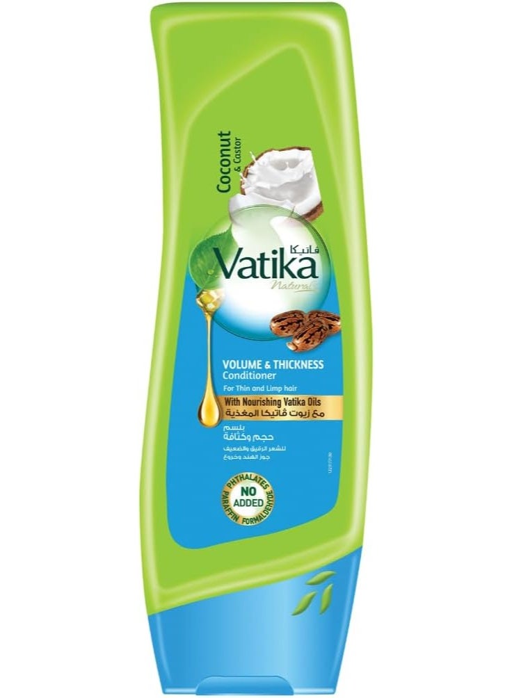 Dabur Vatika Naturals Volume & Thickness Conditioner 400ml | Enriched With Coconut & Castor | Rapid Repair | For Thin & Limp Hair - Image 1